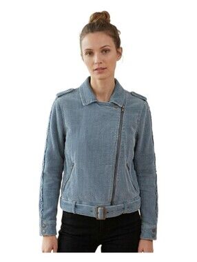 POL Corduroy Moto Jacket Sage Green Women's M 100% Cotton